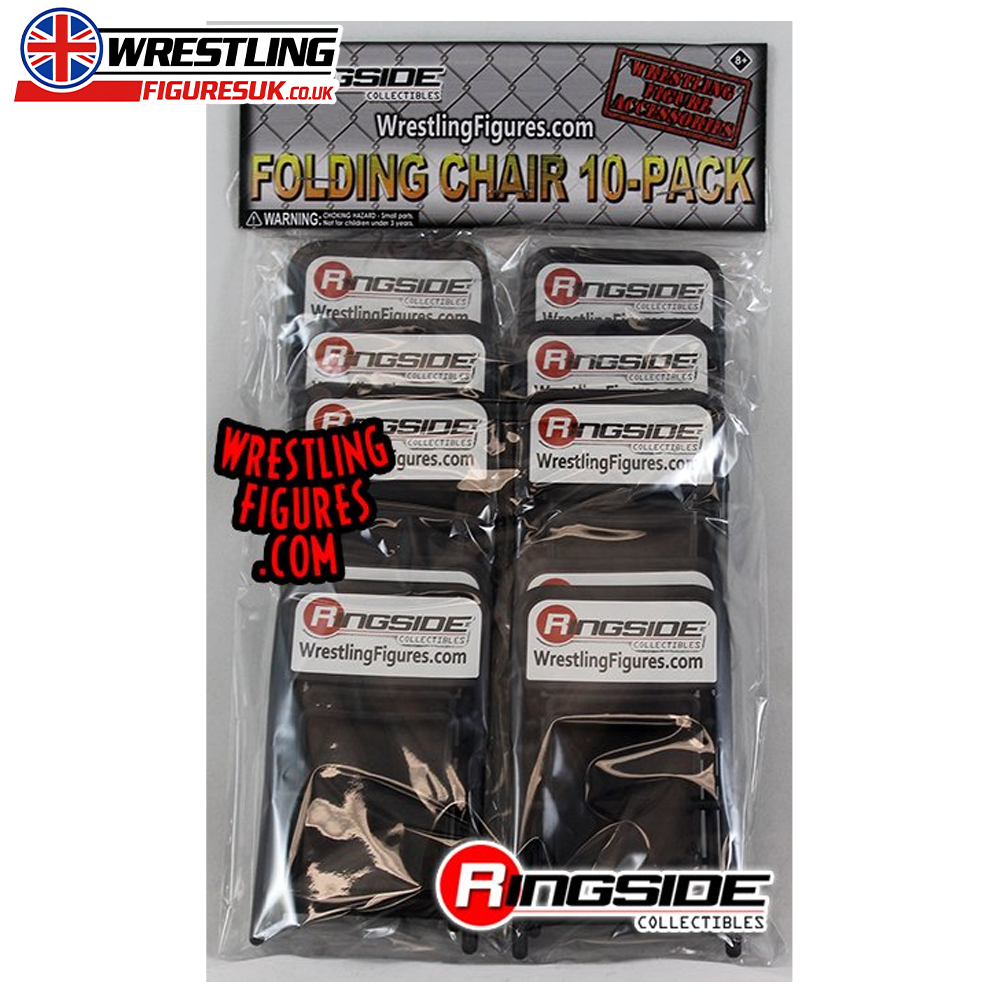 Black 10 pack folding chairs Ringside Exclusive wrestling accessories set
