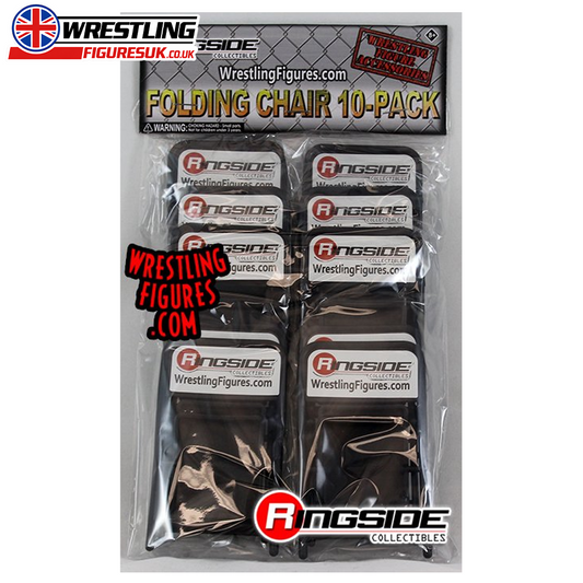 Black 10 pack folding chairs Ringside Exclusive wrestling accessories set