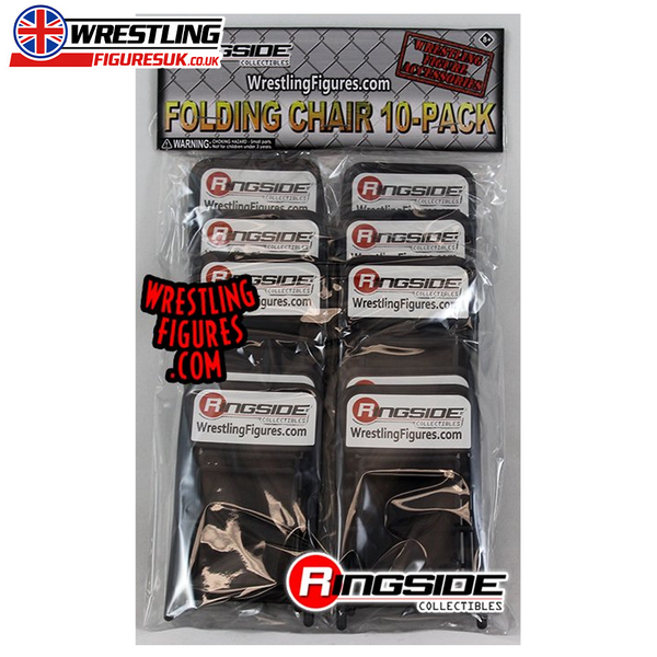 Black 10 pack folding chairs Ringside Exclusive wrestling accessories set