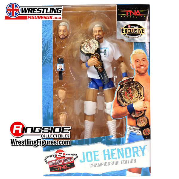 Joe Hendry TNA Championship Edition belt on shoulder RSC Unsanctioned TNA exclusive wrestling action figure