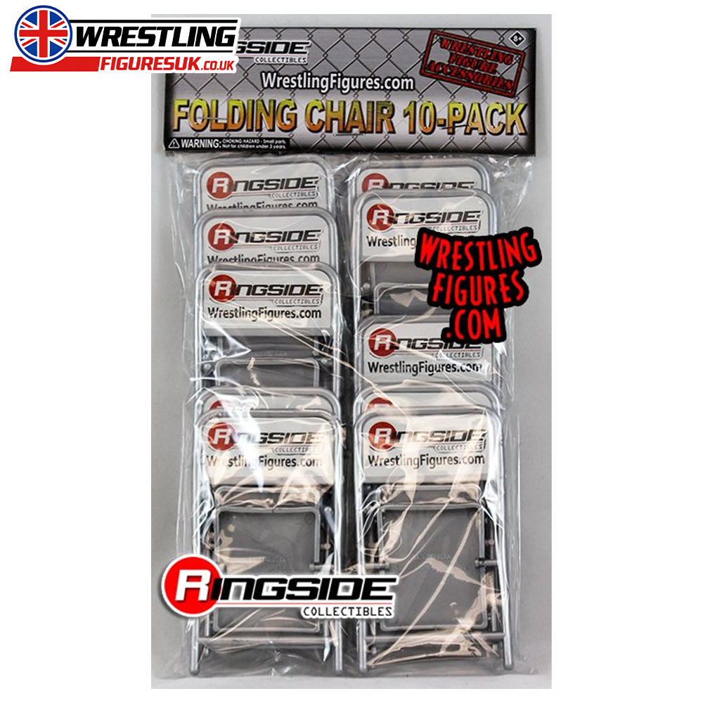 Silver 10 pack folding chairs Ringside Exclusive wrestling accessories set